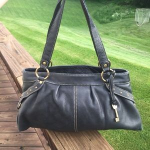 Black Leather Fossil Shoulder Bag